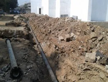 DI pipe work in trench